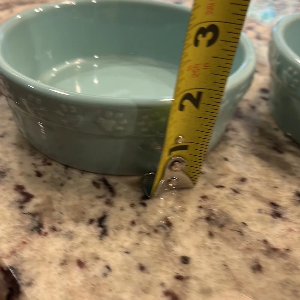 Two stoneware Pet bowls